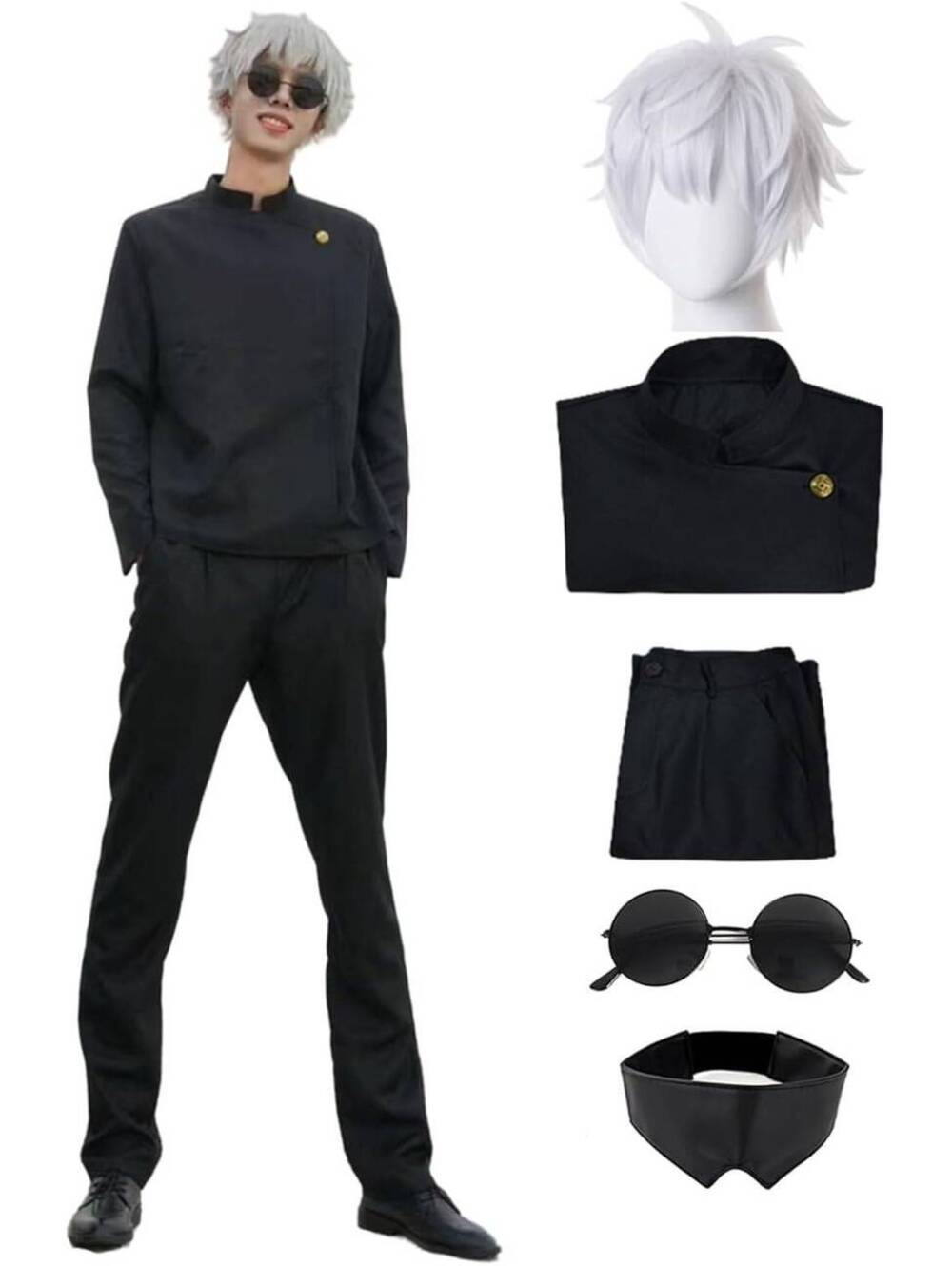 Geto Suguru Anime Cosplay Costume with Wig, Black-B, Large, Halloween, Anime